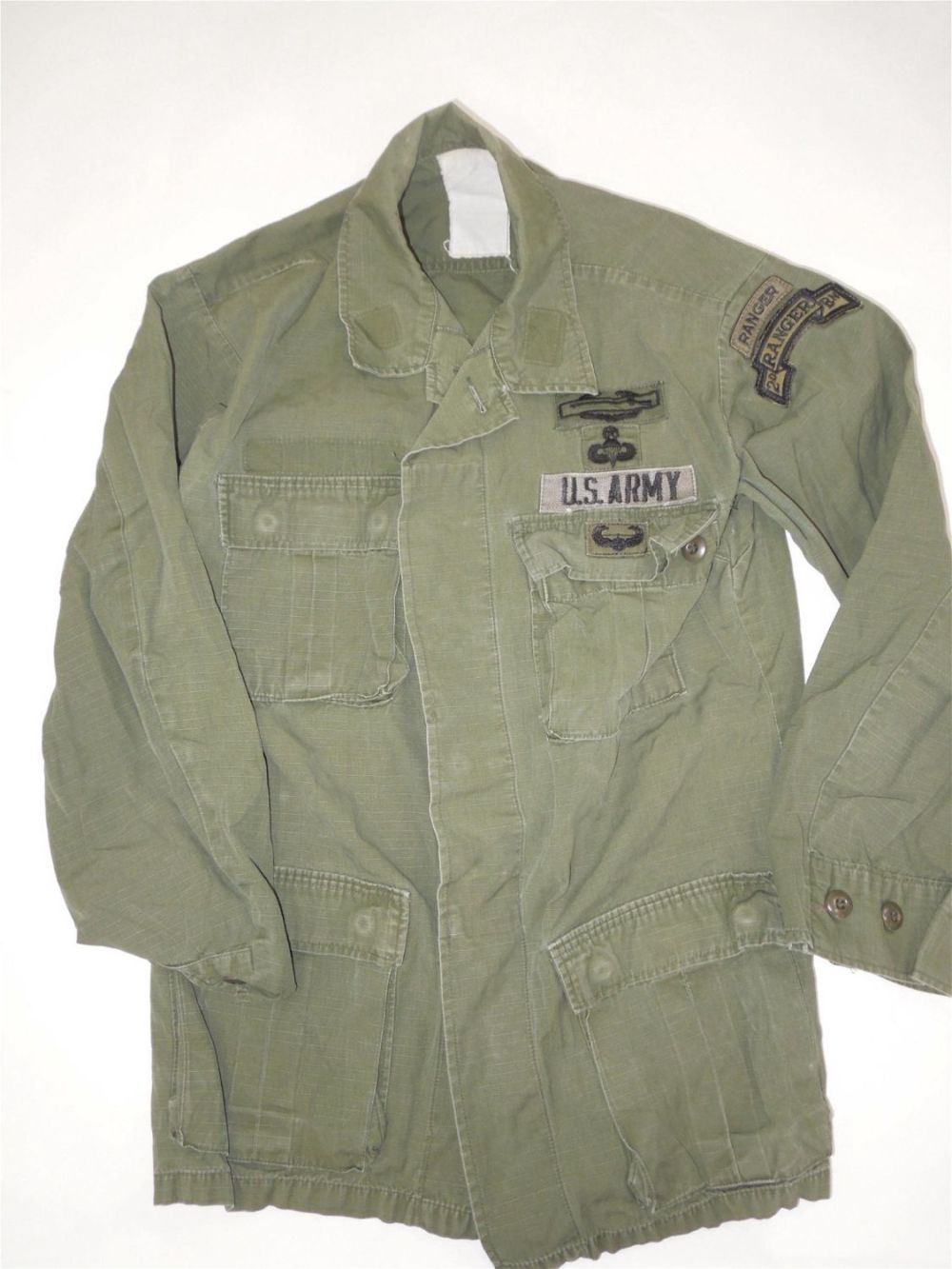 Lot 376: 1980s US Army 2nd Ranger BN Officer Jungle Jacket OD Uniform