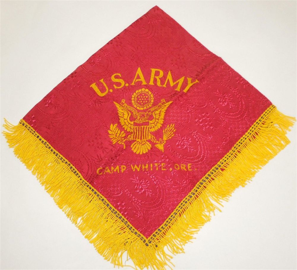 Lot 381: WWII Era US Army Camp White, Oregon Table Runner Tapestry POW Camp
