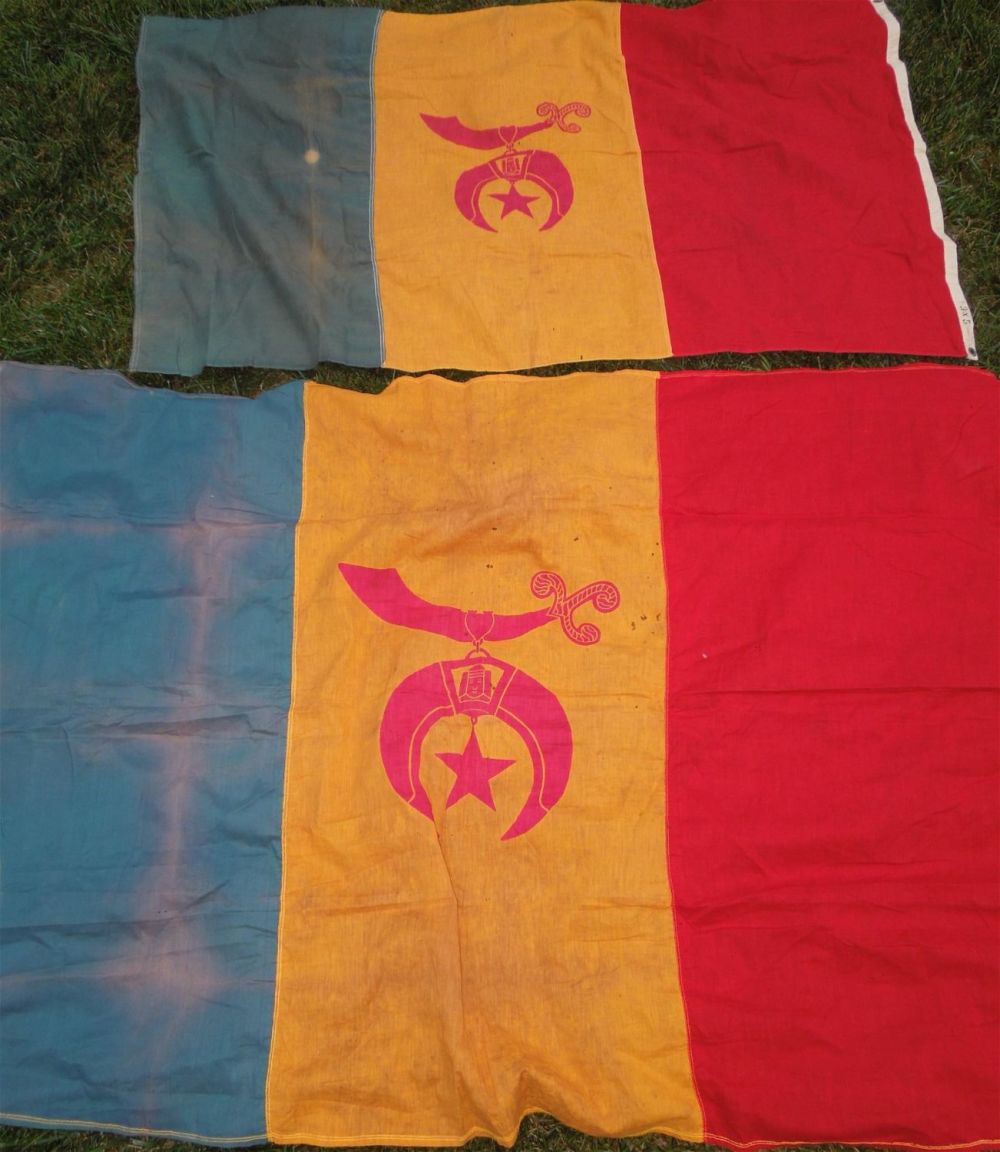 Lot 400: Masonic Lodge Shriners 3 Stripe Flag Lot of 2