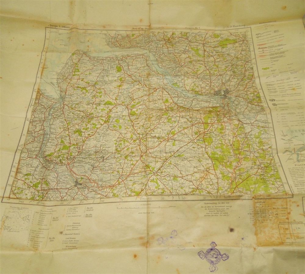 Lot 181: WWII Era German Map of Hamburg Captured by 175th Infantry Regiment, 29th Division