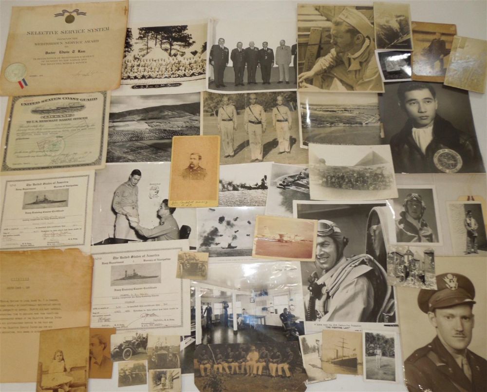 Lot 191: Army, Navy Military Lot of Photos, RPPC, Cabinet Cards, Documents, etc.