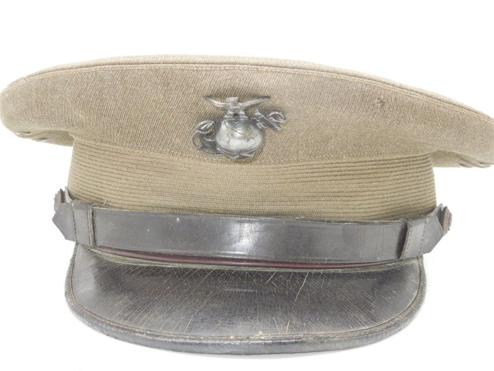 Lot 208: WWII USMC Officer Marine Corps Visor Cap Hat & EGA