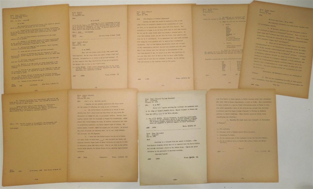Lot 213: WWII Decoded & Translated Japanese Intelligence Messages Pre Pearl Harbor Attack