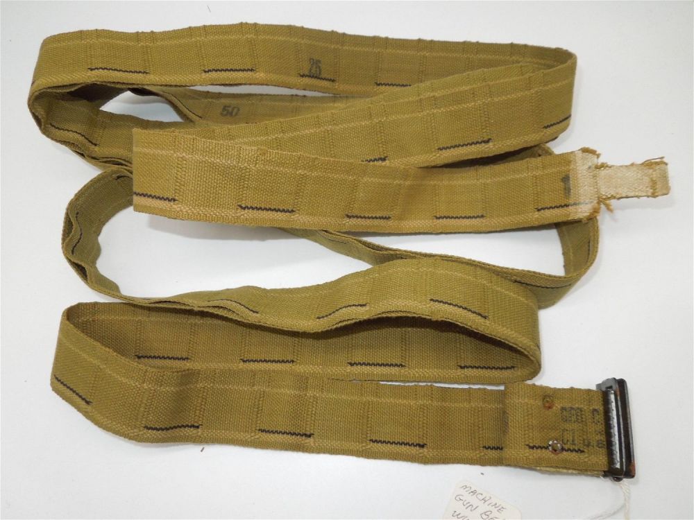 Lot 214: WWII 1943 US Browning Machine Gun 100 Round Canvas Ammo Belt