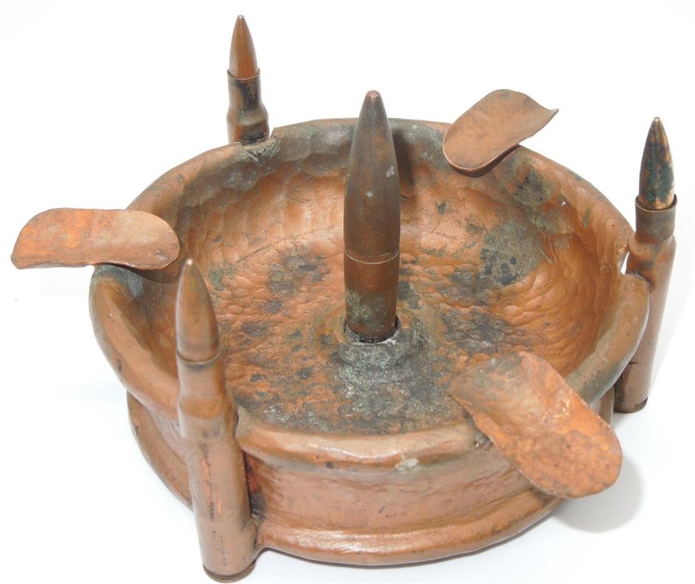 Lot 273A: WWII 1945 Dated 105mm Trench Art Ashtray Made By German