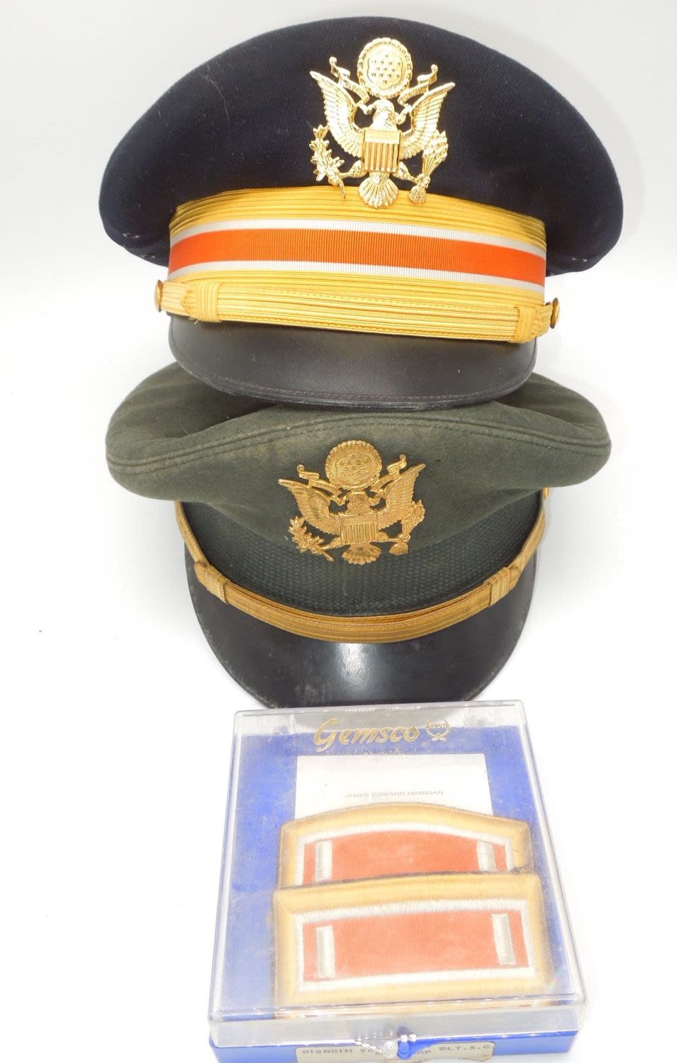 Lot 277: Vietnam Era US Army Named Officer Visor Cap Lot