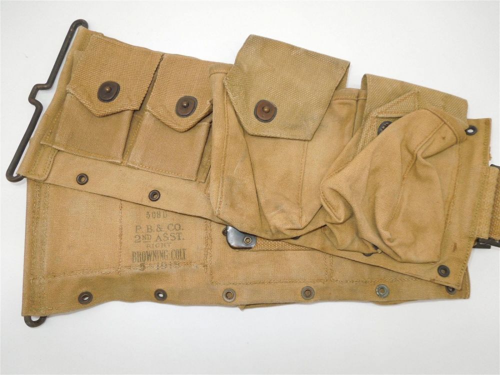 Lot 279: Original US Army WWI Colt Browning 2nd Assistant BAR Gunner Ammo Belt