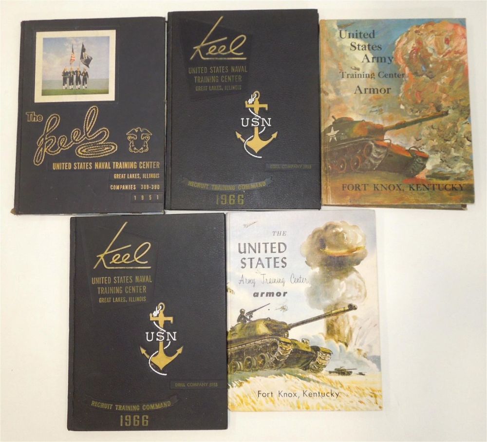 Lot 286: Lot (5) US Army & US Navy Cold War Training Boot Camp Yearbooks