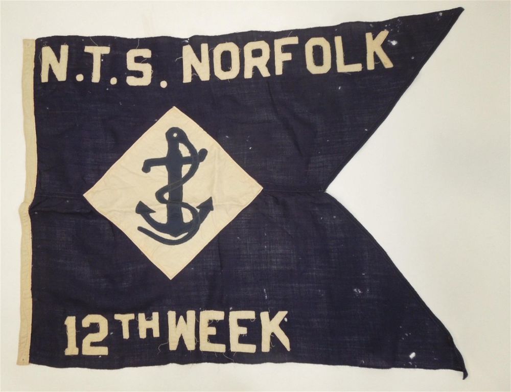 Lot 296: WWII Guidon US Navy Training Station Norfolk 12th Week Flag