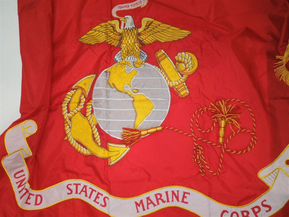 Lot 297A: 1985 US Tagged Large Organizational USMC Marine Corps Flag