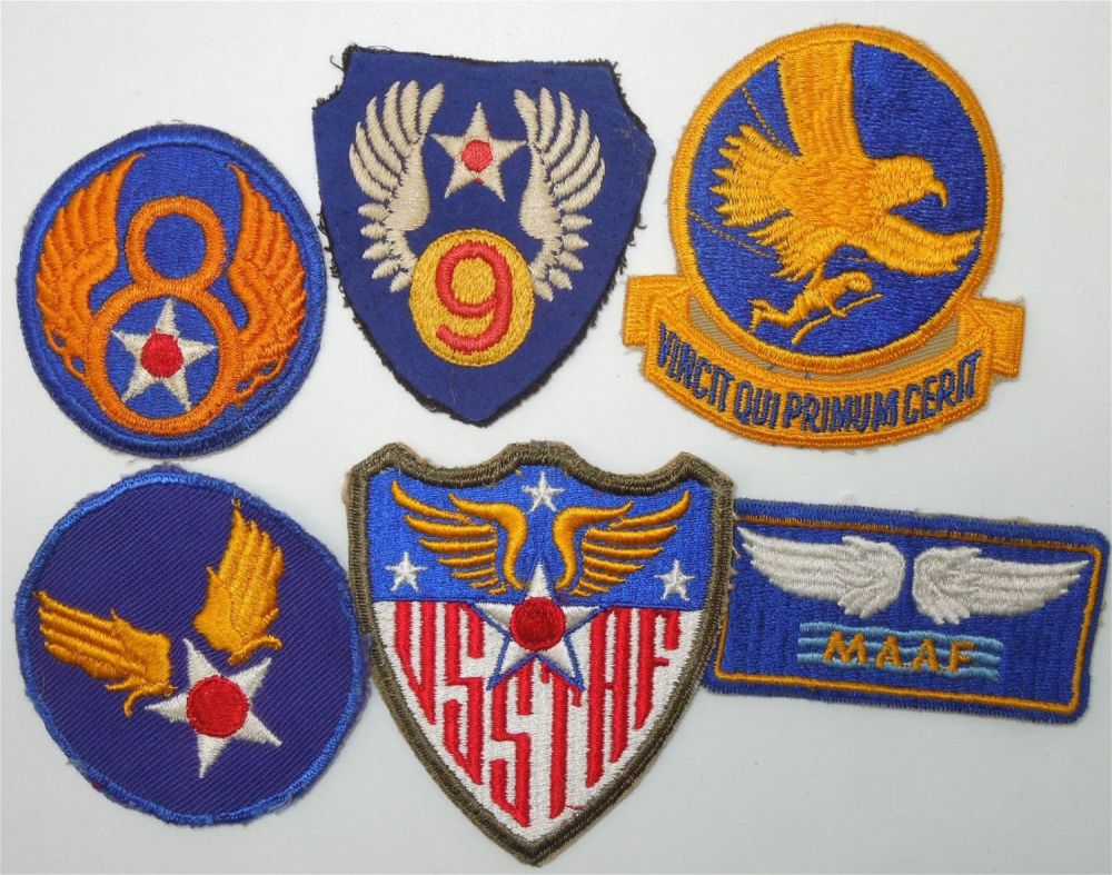 Lot 317: WWII US Army Air Force Patches Lot- One British Made