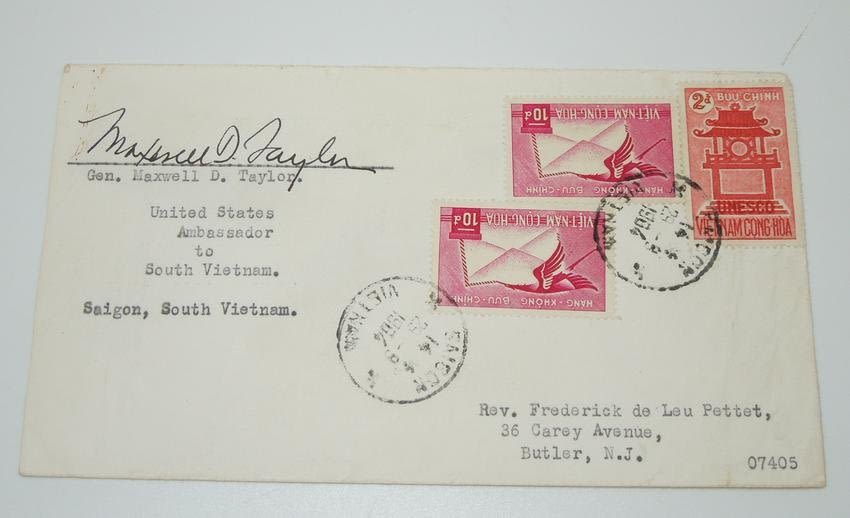 Lot 320: Original Signed 1964 Army General Maxwell Taylor Airborne Autograph Envelope Cover