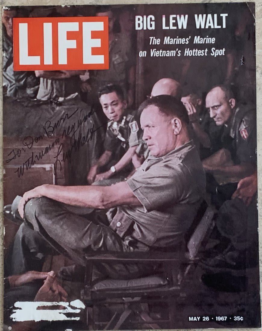 Lot 326: USMC Marine Corps General Lew Walt Signed Life Magazine Cover