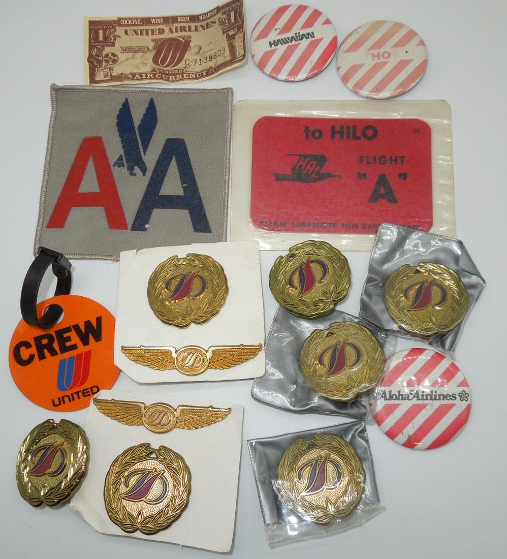 Lot 336: Vintage Lot Civilian Aviation Airline Wings Badges Buttons Patches