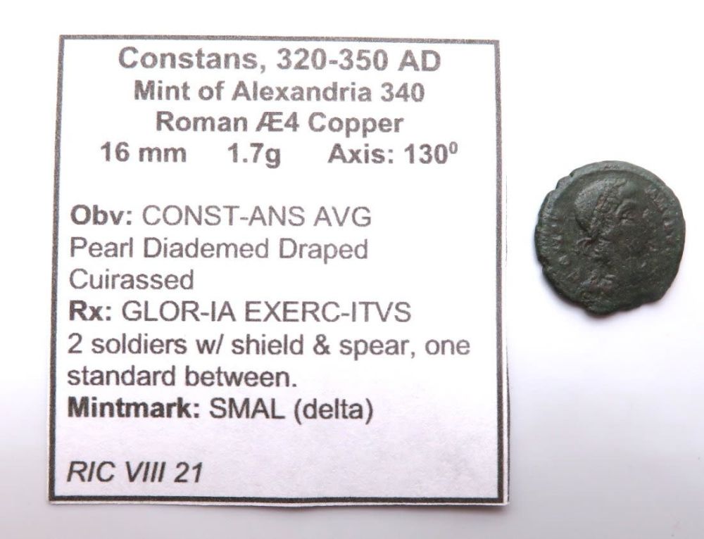 Lot 439: CONSTANS Alexandria GLORIA EXERCITVS RARE Ancient Roman Coin