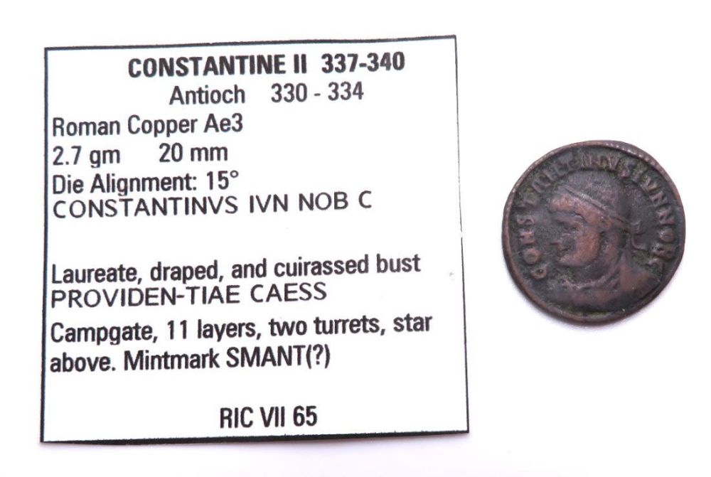 Lot 443: CONSTANTINE II Antioch PROVIDENTIAE CAESS RARE Ancient Roman Coin