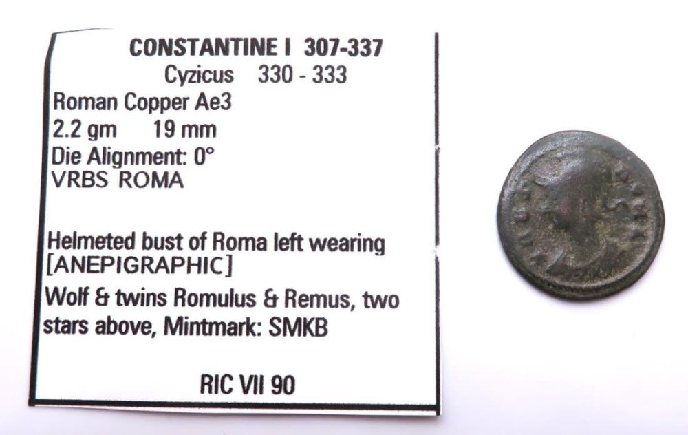 Lot 446: CONSTANTINE I Cyzicus VRBS ROMA RARE Ancient Roman Coin