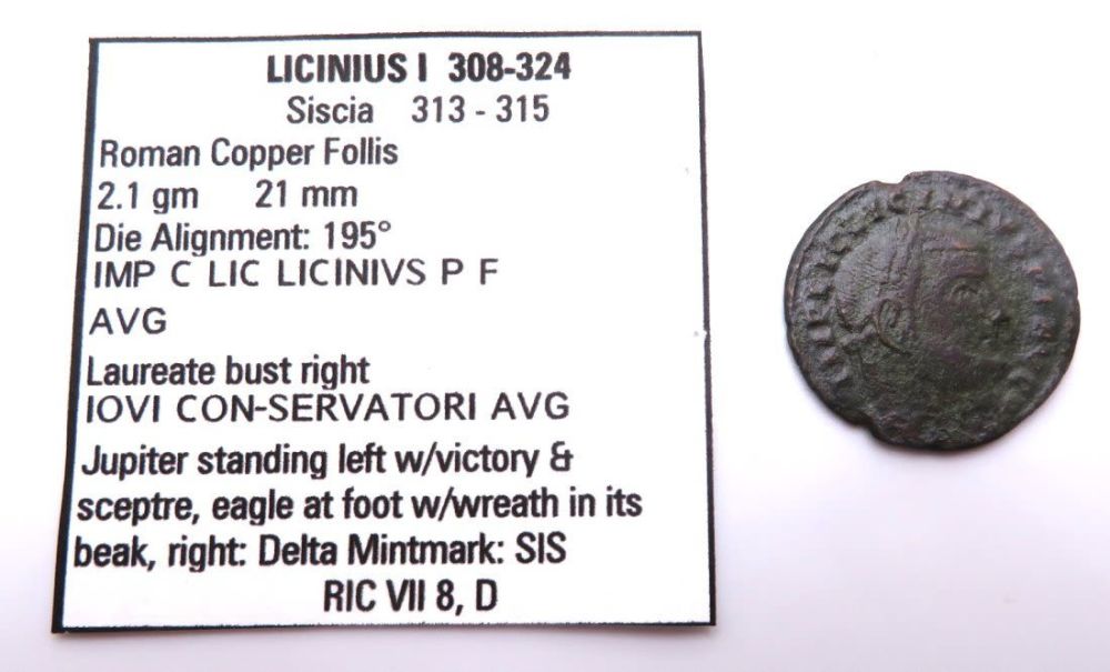 Lot 447: LICINIUS I Siscia IOVI CONSERVATORI AVG RARE Ancient Roman Coin