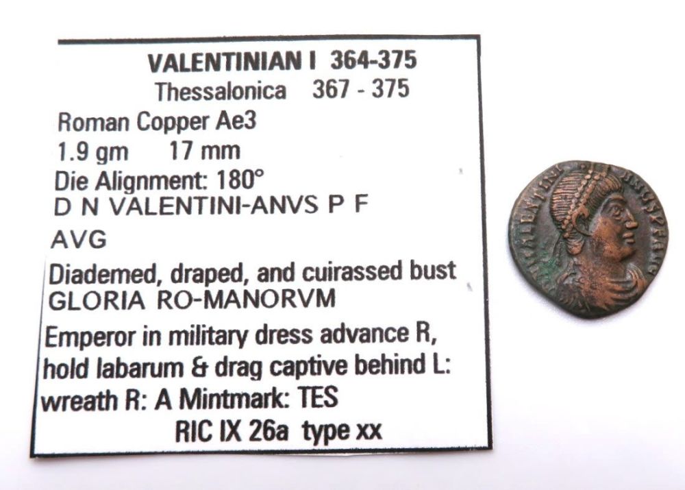 Lot 448: VALENTINIAN I Thessalonica GLORIA ROMANORVM SCARCE Ancient Roman Coin