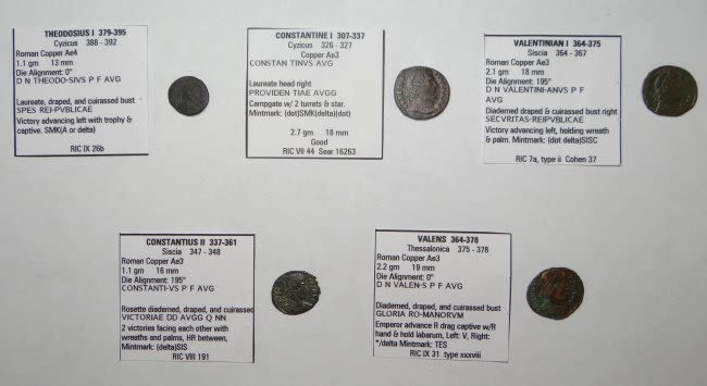 Lot 454: Ancient Roman Coins Lot: Theodosius I Valentinian Valens Constantine Etc