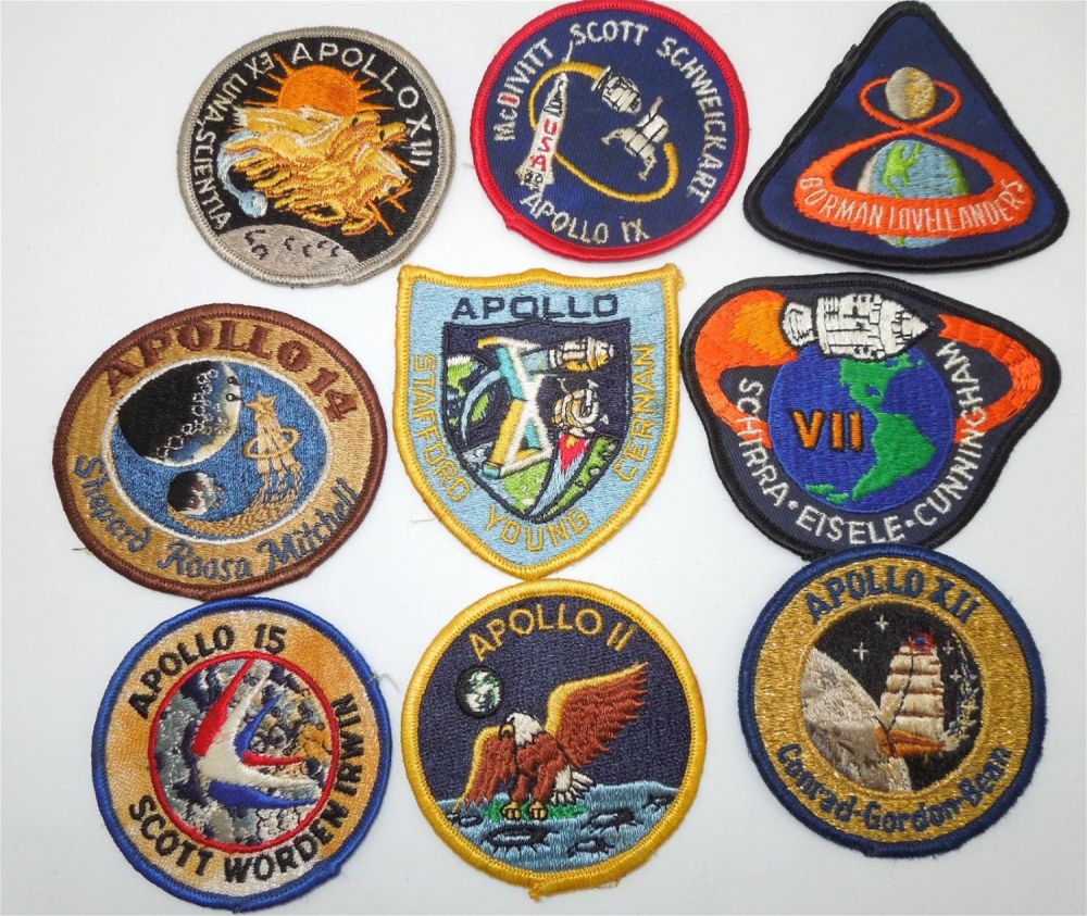 Lot 473: Lot of 9 Vintage NASA Apollo Patches from 1960s - 1970s