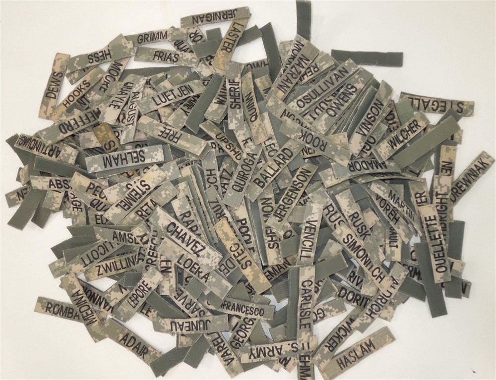 Lot 136: 5+ Lbs US Army ACU Hook & Loop Nametapes Patches