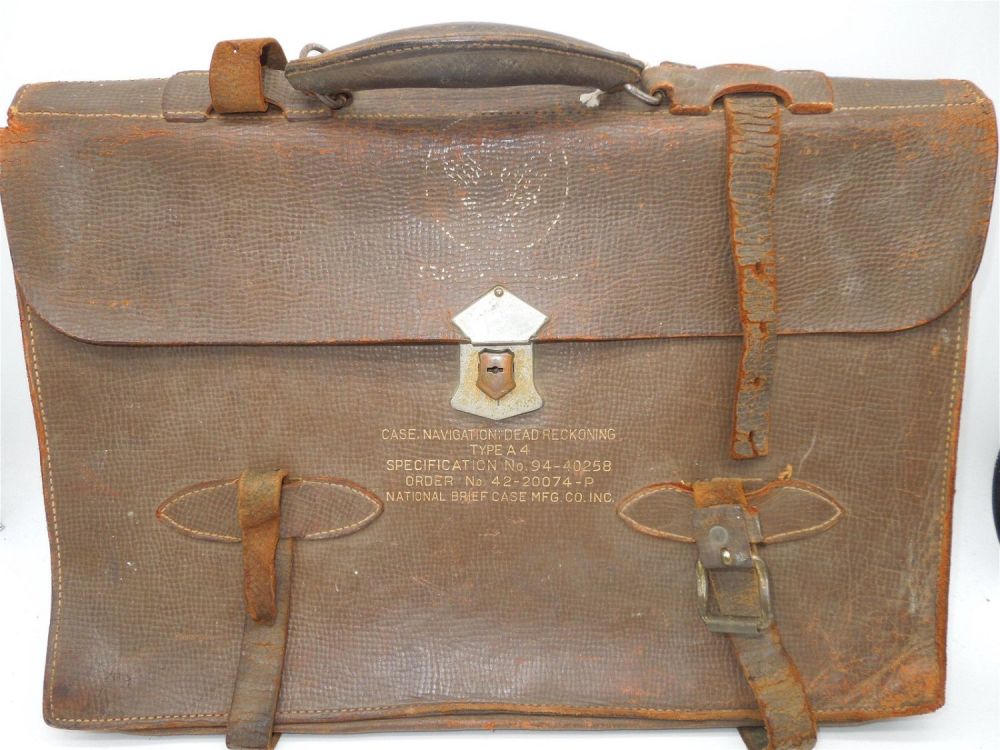 Lot 164: WWII USAAF Dead Reckoning Navigation A4 Leather Brief Case