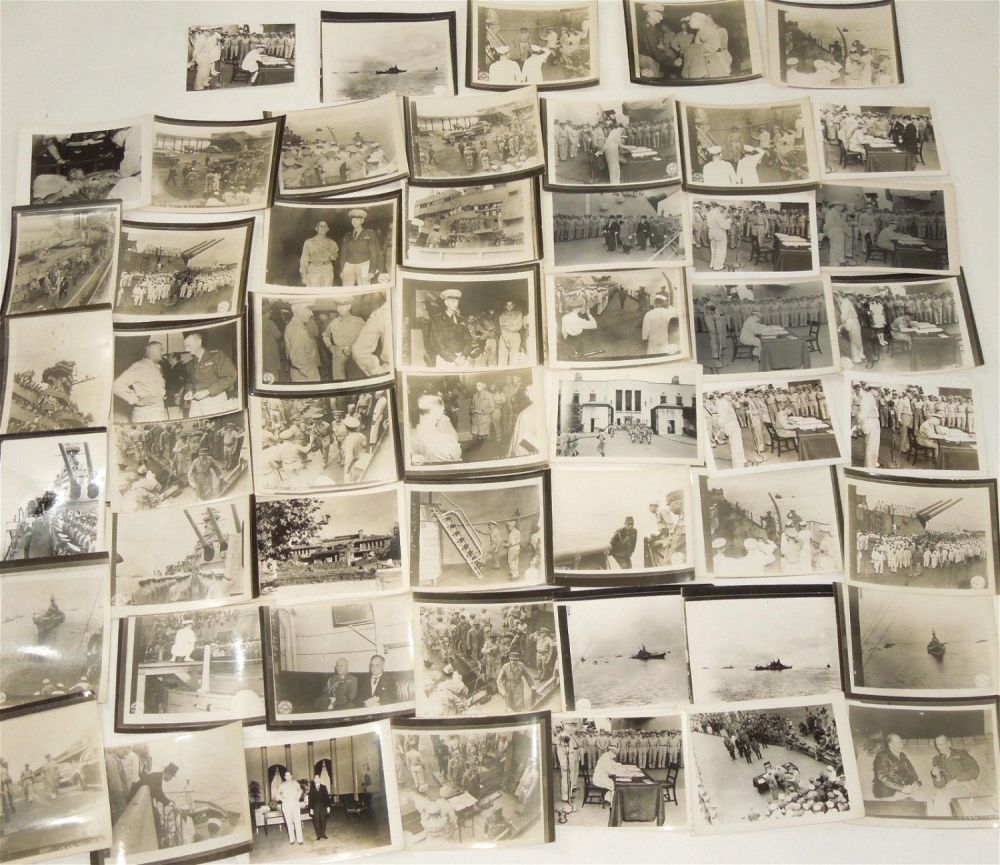 Lot 166: WWII Japanese Surrender Ceremony Photos MacArthur USS Missouri