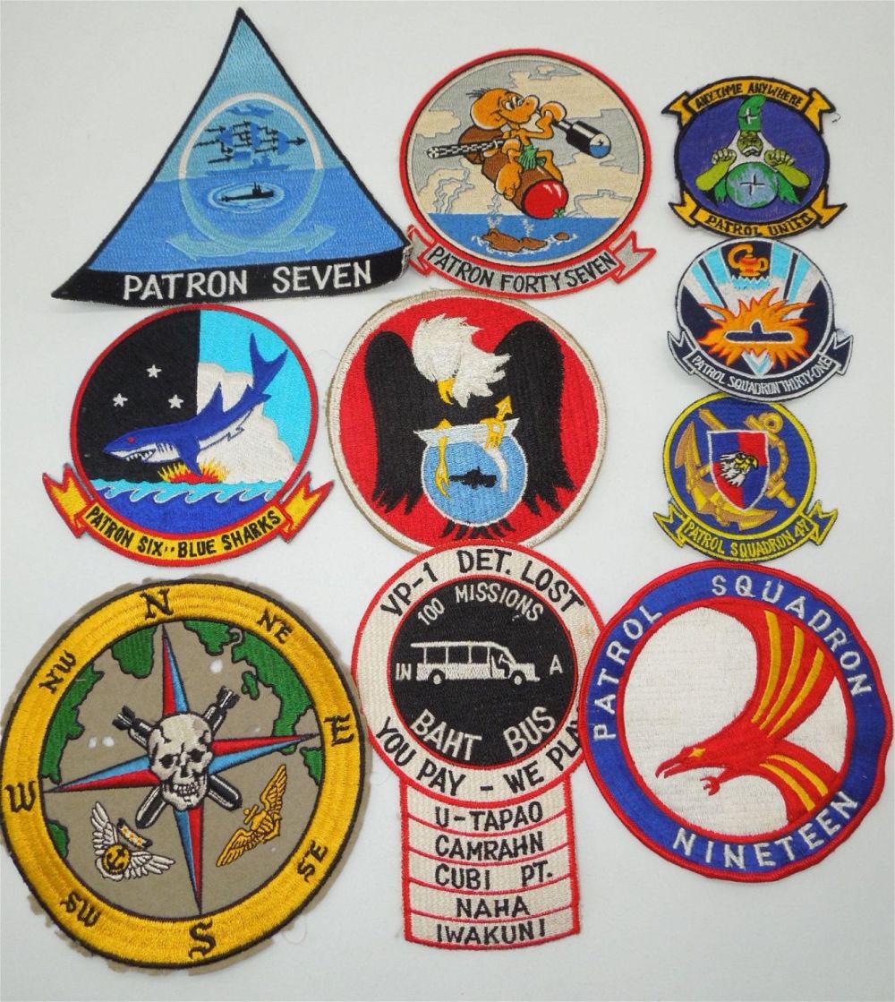 Lot 172: Lot (10) Vietnam War - 70s US Navy Aviation Patches Baht Bus Patrol Squadrons