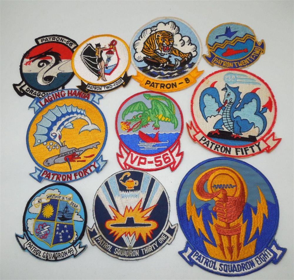 Lot 173: Lot (10) Vietnam War - 70s US Navy Aviation Patches VP-50, 31, 49