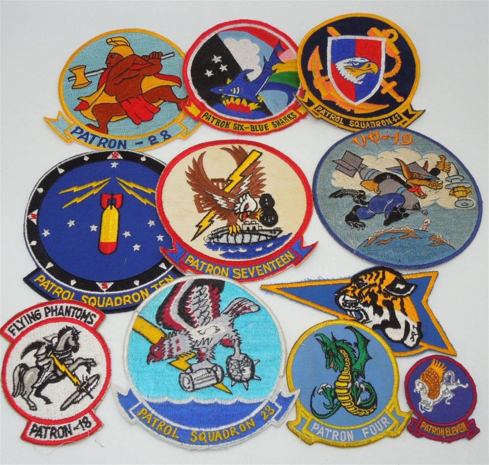 Lot 176: Lot (11) Vietnam War - 70s US Navy Aviation Patches VP-19 Patrol Squadrons