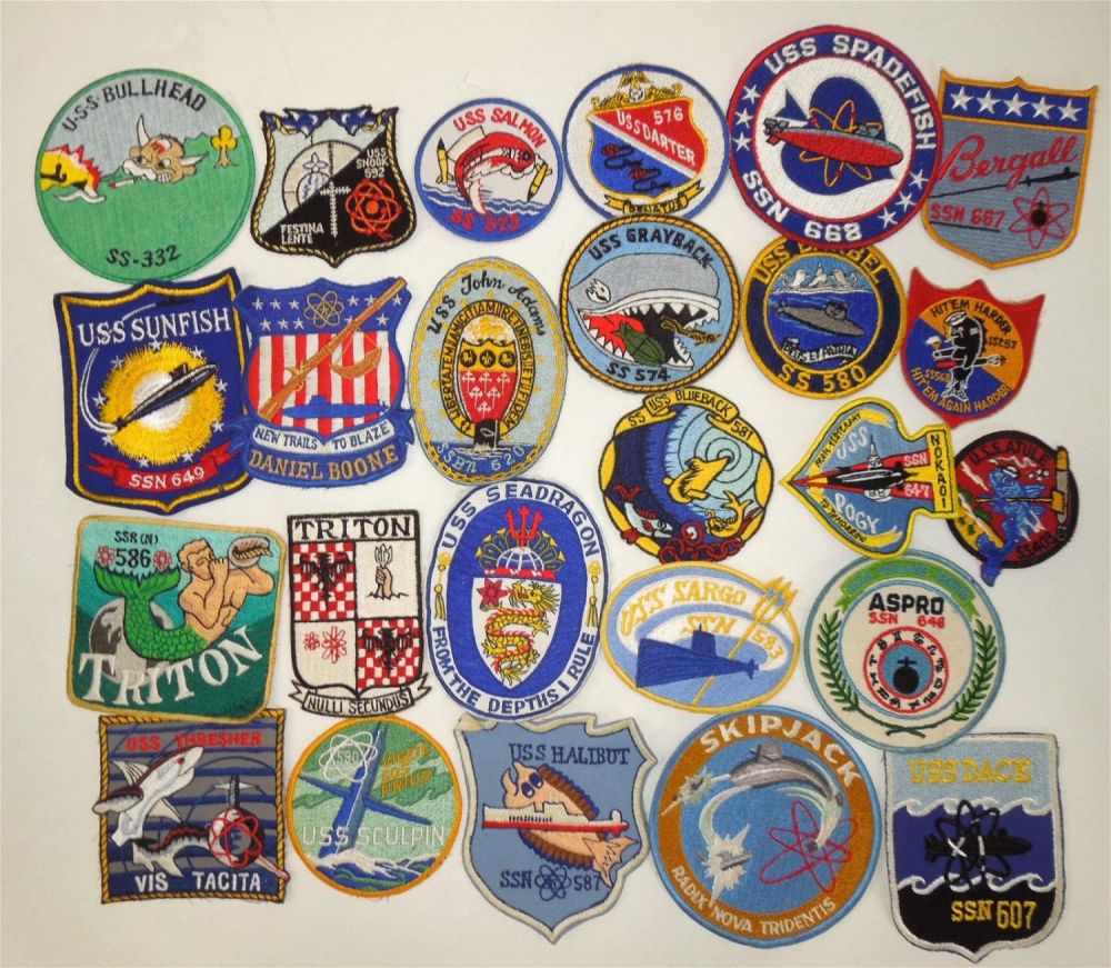 Lot 179: Lot (25) Vietnam War - 70s US Navy Submarine & Ship Patches USS Seadragon
