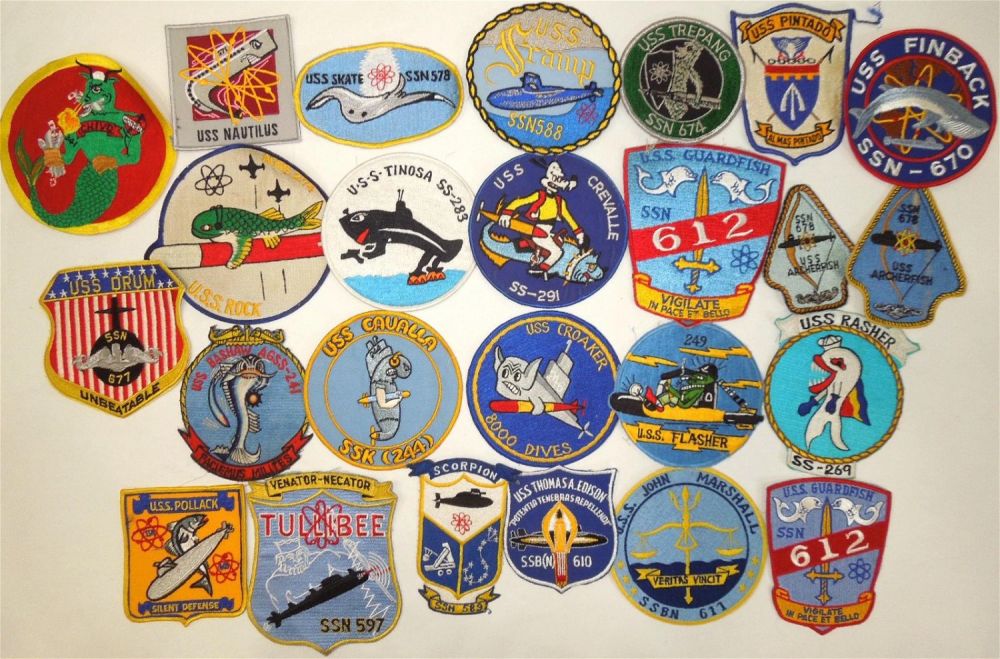 Lot 182: Lot (25) Vietnam War - 70s US Navy Submarine & Ship Patches USS Guardfish
