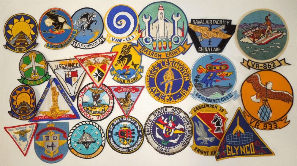 Lot 184: Lot (25) Vietnam War - 70s US Navy Aviation & Ship Patches USS Lexington
