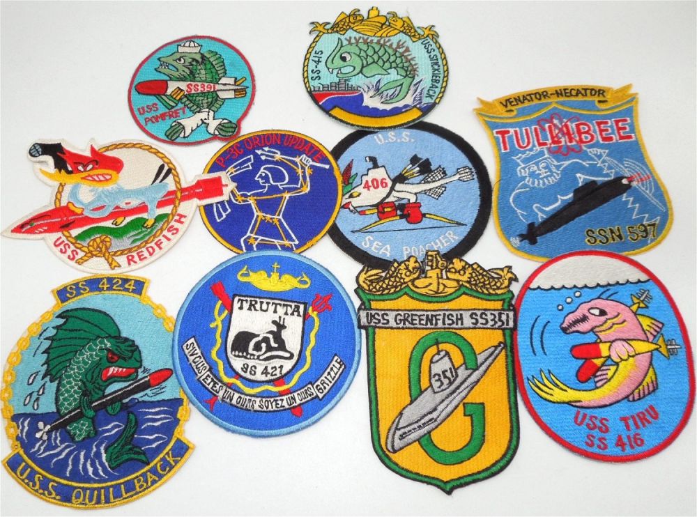 Lot 188: Lot (10) Vietnam War Japanese Made US Navy Submarine Patches USS Greenfish Tiru