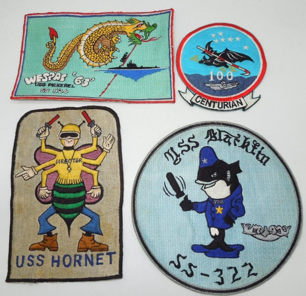 Lot 194: Lot (4) Vietnam War US Navy Patches USS Blacktin, Hornet, Pickerel