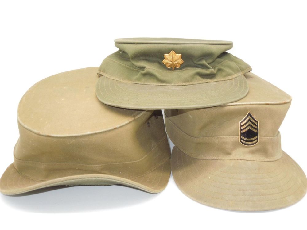 Lot 213: Lot (3) US Army Korean War Ridgway Style Fatigue Cap Hats