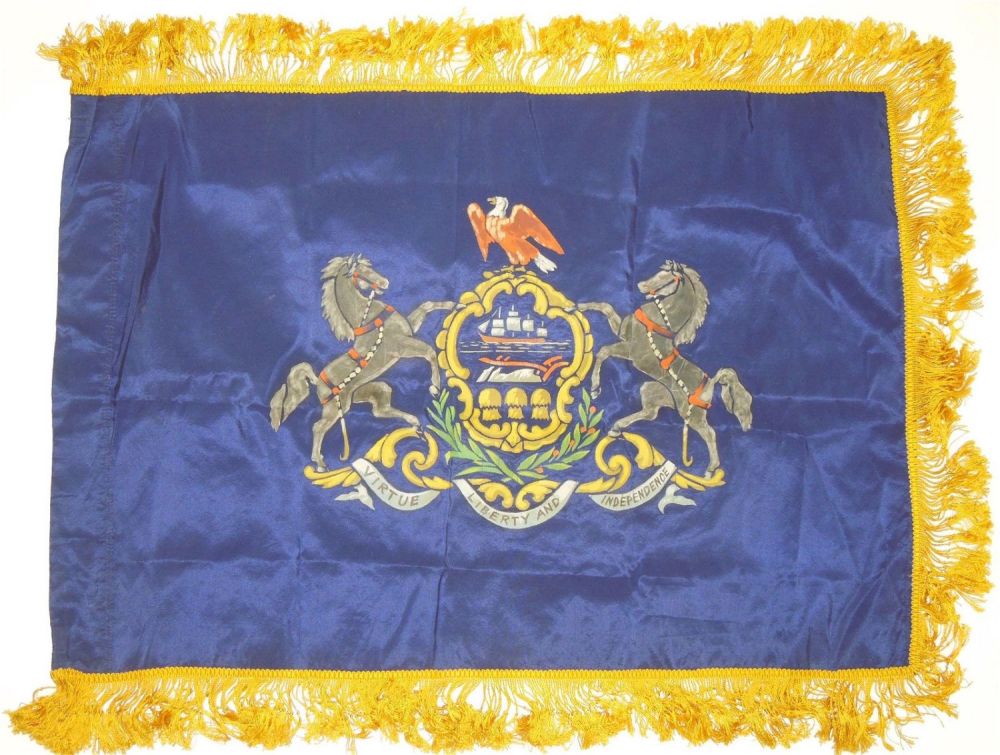 Lot 223: Circa 1920s Hand Painted Pennsylvania State Flag