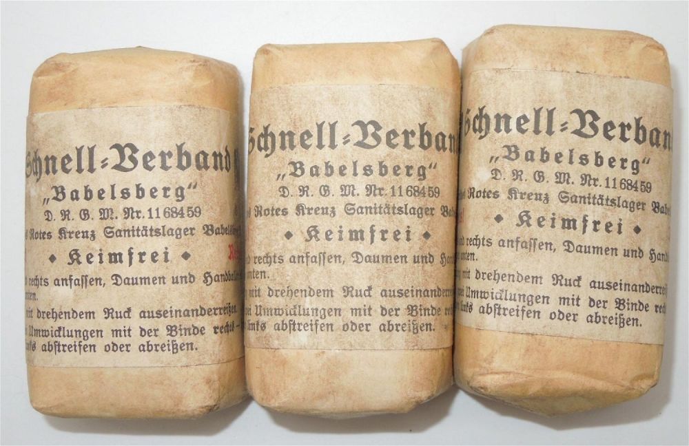 Lot 234: WWII German Army Bandage Field Dressings (3) Lot