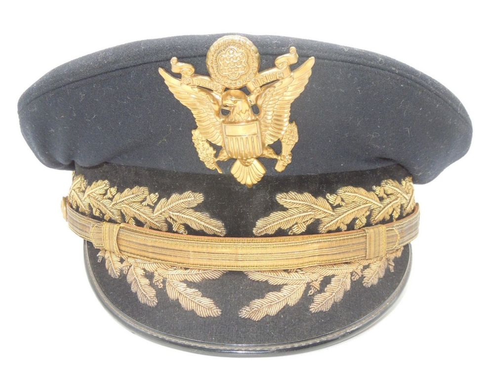 Lot 236: 1960s US Army Dress Blue Visor Cap Attributed to General Maxwell Taylor