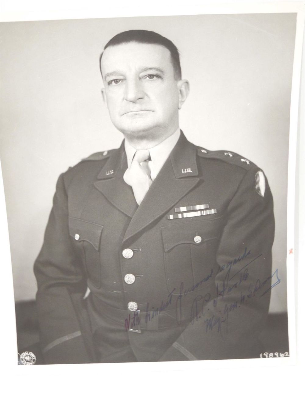Lot 295: Signed Autographed Photo US Army WWII General Hartle