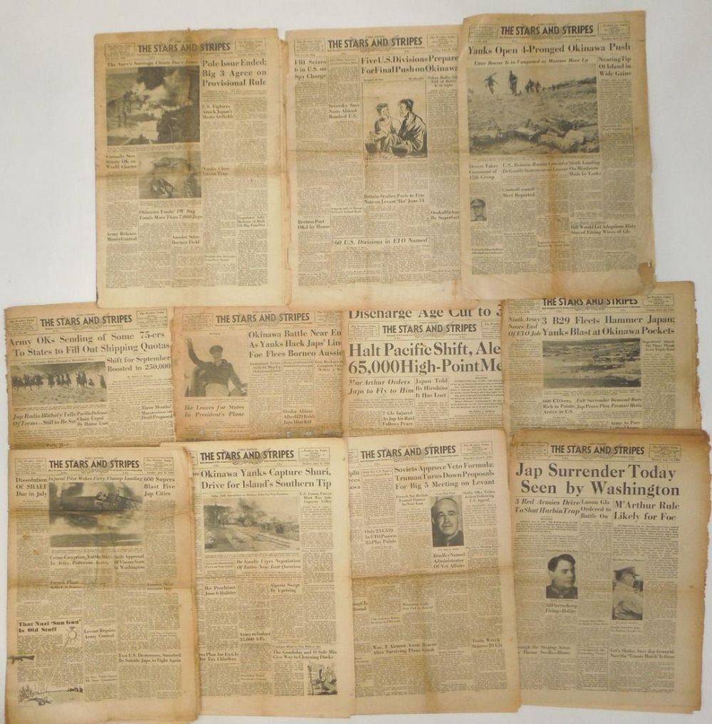 Lot 324: WWII Stars & Stripes US Military Newspapers Lot