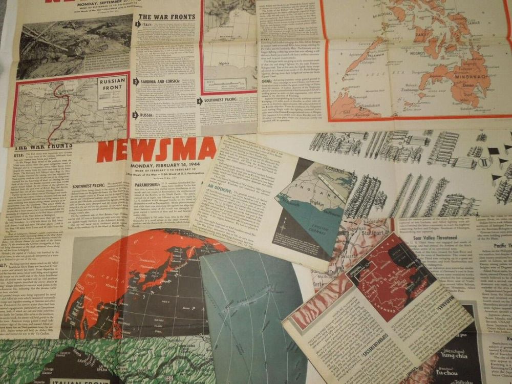 Lot 337: Lot (9) WWII US Military Newsmaps Publications