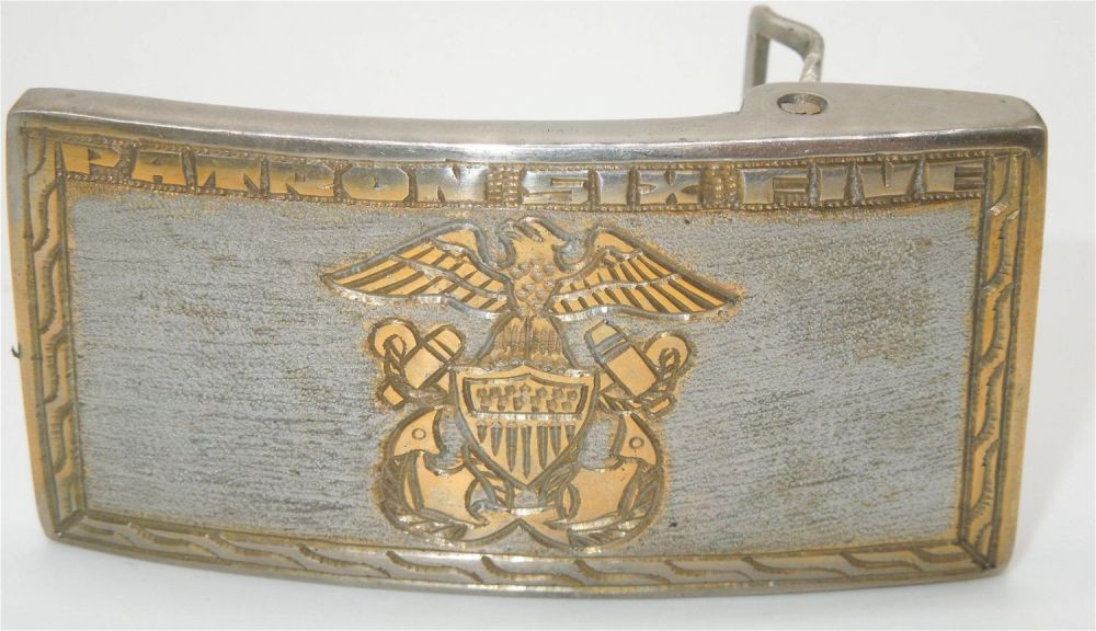 Lot 402: WWII Hand Engraved USN Navy Belt Patrol Squadron 65