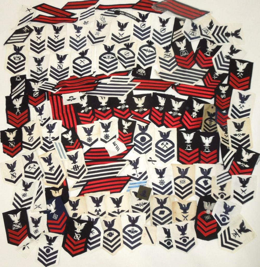 Lot 415: Huge Lot US Navy Ranks & Rate Patches Stripes