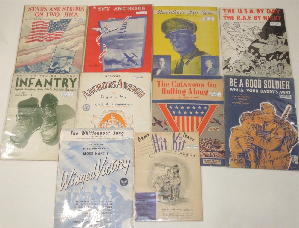 Lot 436: WWII Era US Military Sheet Music Army Navy MacArthur RAF Iwo Jima Patriotic Lot (10) #2