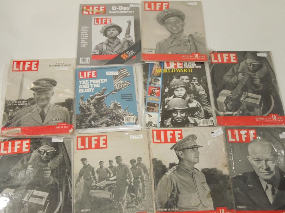 Lot 439: WWII (10) LIFE Magazines Eisenhower, MacArthur, Audie Murphy