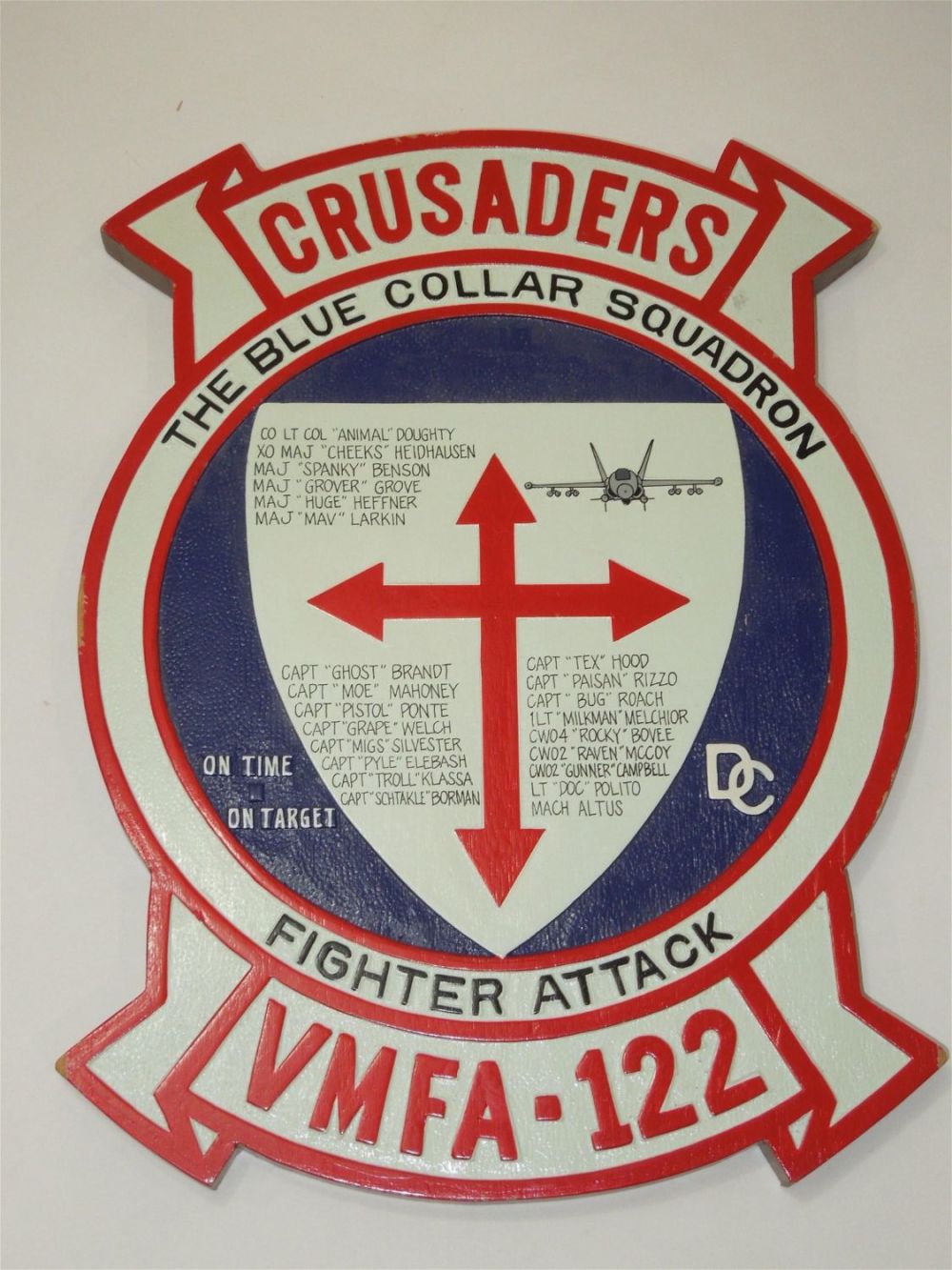 Lot 442: USMC Marine Corps VMFA-122 Crusaders Fighter Attack Squadron Wooden Plaque