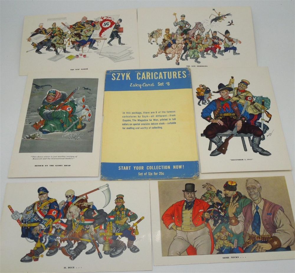 Lot 489: WWII Szyk Cartoon Caricatures of Hitler Tojo Mussolini Generals
