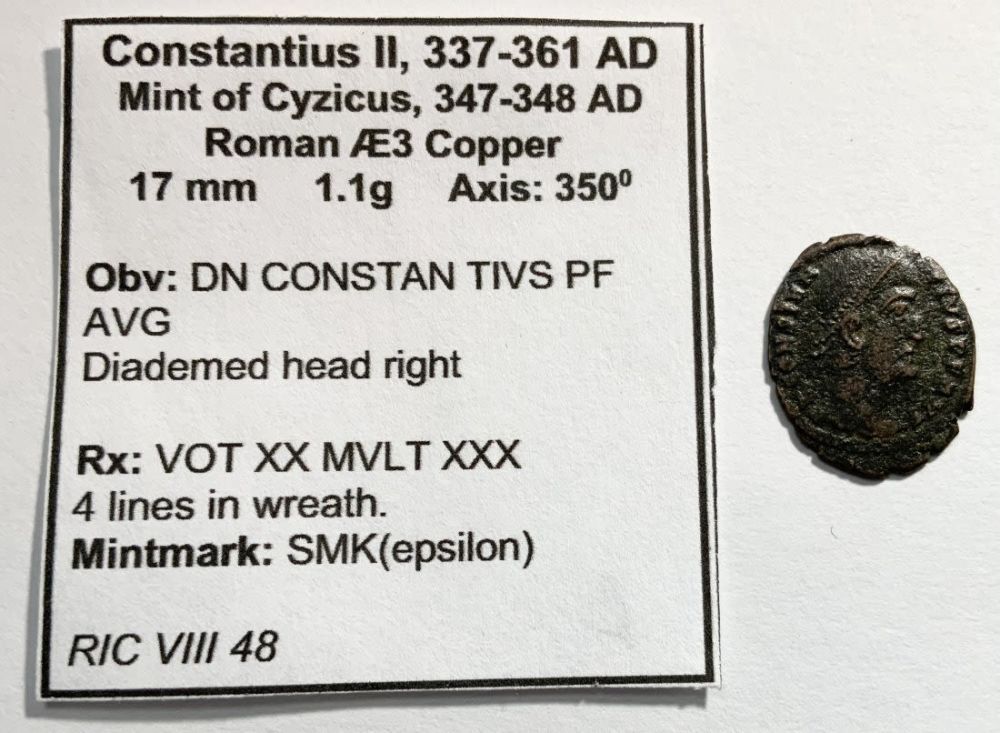 Lot 526: CONSTANTIUS II Cyzicus VOT XX MVLT XXX Ancient Roman Coin